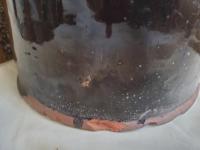 Antique 1800s Large Redware Canning, 19th Century Storage Jar with Black Glaze