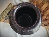 Antique 1800s Large Redware Canning, 19th Century Storage Jar with Black Glaze