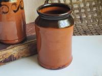 Redware Jar with Black Rim, 6 in. Tall
