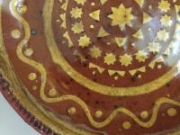 Redware Plate 9 in. with Aged Look and Speckled Details by Pied Potter Hamelin
