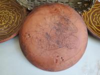 Redware Plate 9 in. with Aged Look and Speckled Details by Pied Potter Hamelin