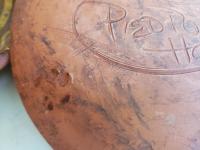 Unique Drape-Molded Redware 9 in. Plate with Golden Slip Design, Food Safe and Lead Free