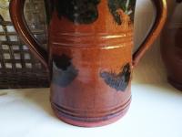 Handmade Redware Butter Churn with Black Dapples