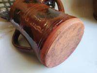 Handmade Redware Butter Churn with Black Dapples