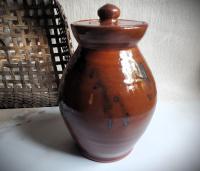 Redware 8 in Jar with Spangles by Pied Potter Hamelin