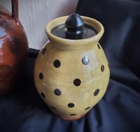 Ovoid Redware 8 inch Jar with Black Dots, Wheel Thrown Pottery