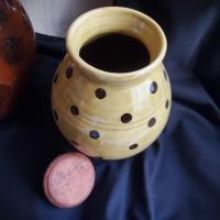 Ovoid Redware 8 inch Jar with Black Dots, Wheel Thrown Pottery