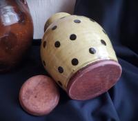 Ovoid Redware 8 inch Jar with Black Dots, Wheel Thrown Pottery