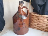 Redware Jug with Spangle and Black Dapples, Wheel Thrown Pottery