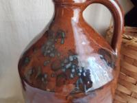 Redware Jug with Spangle and Black Dapples, Wheel Thrown Pottery