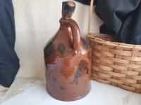 Redware Jug with Spangle and Black Dapples, Wheel Thrown Pottery