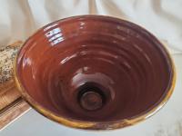 Handmade Redware Fruit Bowl with Black Dots (a)