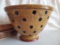 Handmade Redware Fruit Bowl with Black Dots (a)