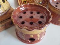 Handmade Redware Soap Dish with Squiggles and Dots pattern