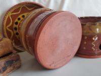 Handmade Redware Soap Dish with Feather Motif