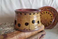 Handmade Redware Soap Dish with Black Dots