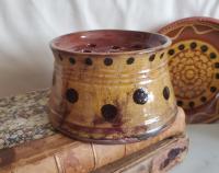 Handmade Redware Soap Dish with Black Dots