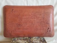 Rectangular Redware Platter with Traditional Slip Pattern