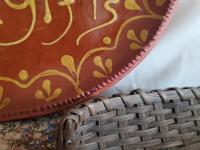 Oval Redware Platter with "Simple Gifts" motif