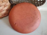 Redware 9 in. Plate, Feather Motif, Antiqued