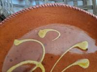 Redware 9 in. Plate, Feather Motif, Antiqued