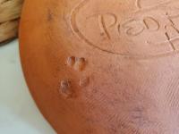 Redware 9 in. Plate, Feather Motif, Antiqued