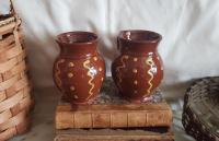 Redware Mugs (2), Squiggles and Dots Pattern