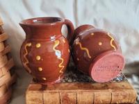Redware Mugs (2), Squiggles and Dots Pattern