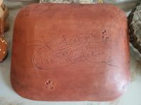 Unique Redware Platter with Liberty Motif, Food Safe, Antiqued
