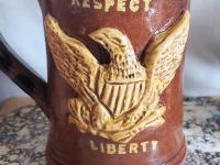 Redware Tavern Mug with Eagle, Antiqued