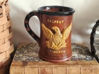 Redware Tavern Mug with Eagle, Antiqued