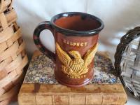 Redware Tavern Mug with Eagle, Antiqued