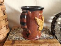 Redware Tavern Mug with Eagle, Antiqued