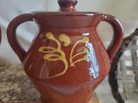 Sugar and Creamer Set with Feather Pattern, Antiqued