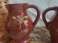 Sugar and Creamer Set with Feather Pattern, Antiqued