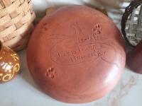 Redware 11 in. Plate with Feather Motif, Antiqued