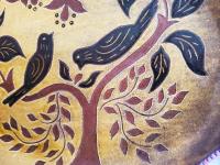 Redware Oval Platter, Birds Eating Berries Motif, Kulina Folk Art