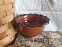 Redware Fluted Rim Bowl for Salt, Nuts, Jewelry and More