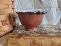 Redware Fluted Rim Bowl for Salt, Nuts, Jewelry and More
