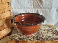Redware Fluted Rim Bowl for Salt, Nuts, Jewelry and More