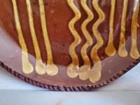 Redware 9 in. Plate, One-of-a-Kind Traditional Motif,  Antiqued