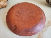 Redware 9 in. Plate, One-of-a-Kind Traditional Motif,  Antiqued
