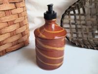 One-of-a-Kind Redware Soap or Lotion Dispenser Bottle