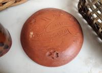 Slip-Decorated Redware 7 in. Plate with Feather Motif