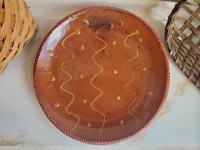  Slip-Decorated Redware 11 in. Plate with Traditional Motif