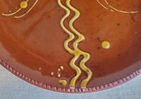  Slip-Decorated Redware 11 in. Plate with Traditional Motif
