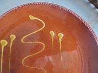  Slip-Decorated Redware 11 in. Plate with Traditional Motif