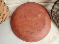 Redware 11 in. Plate Black Dots Decoration, Antiqued (b)