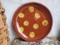 Redware 7 in. Plate, Slip Decorated