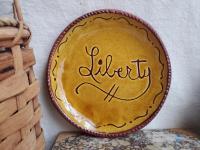 Redware 7 in. Plate, "Liberty"